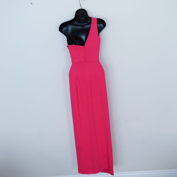 NWT - MARCHESA NOTTE Magenta One-Shoulder Formal Dress with Beaded Top, size 2 - Picture 6 of 8